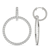 2 1/2 CTW Round Caydia Lab Grown Diamond Geometric Statement Earrings 14K White Gold
