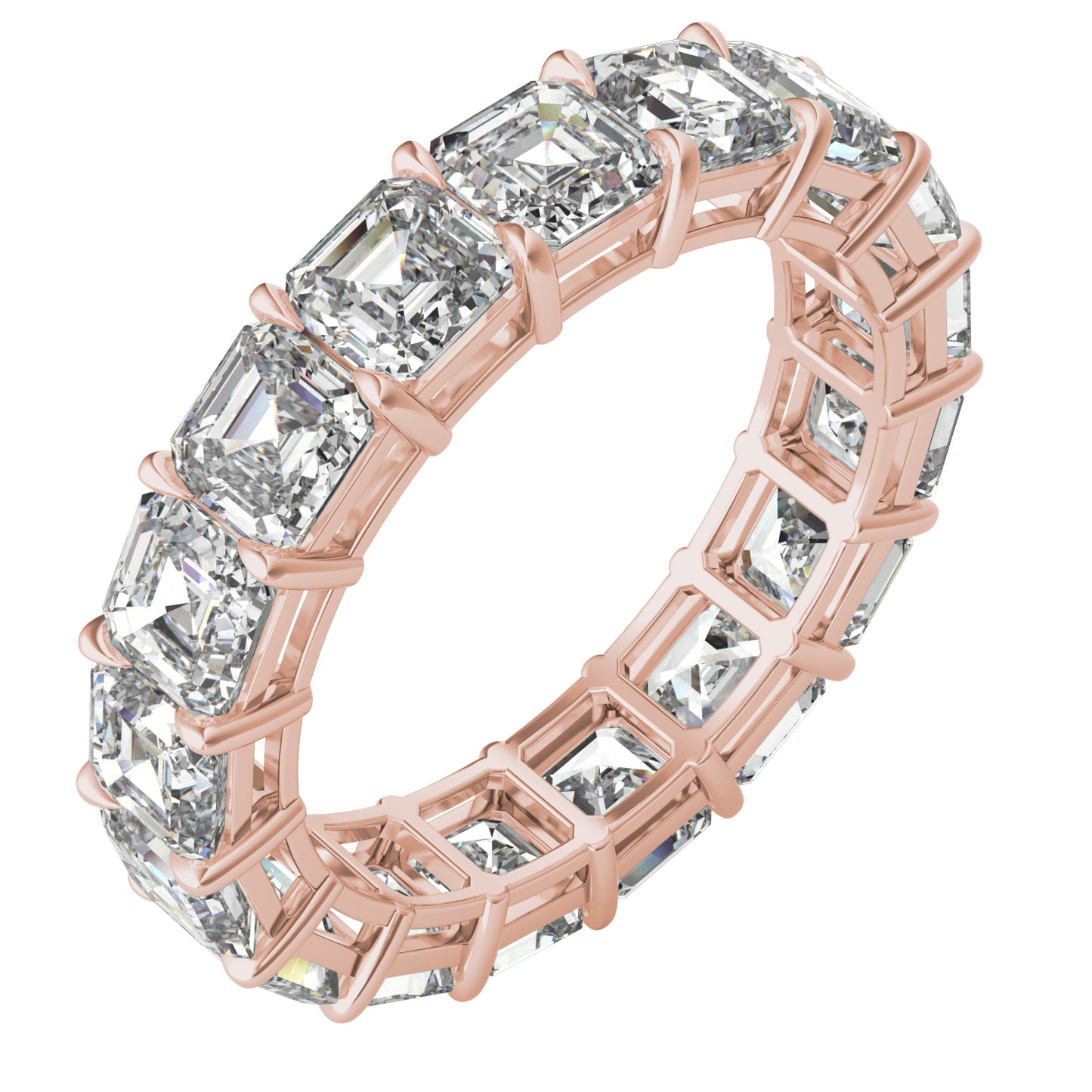 5 3/4 CTW Emerald Caydia Lab Grown Diamond Couture Eternity Ring 14K Rose Gold