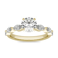 1 2/3 CTW Round Caydia Lab Grown Diamond Solitaire with Marquise Accents Engagement Ring 14K Yellow Gold