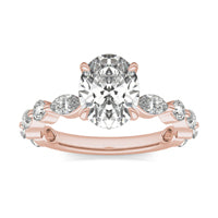 2 1 CTW Oval Caydia Lab Grown Diamond Side Accents with Hidden Halo Engagement Ring 14K Rose Gold