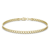 3.45mm Semi-Solid Cuban Link Chain 7.5in Bracelet 14K Yellow Gold
