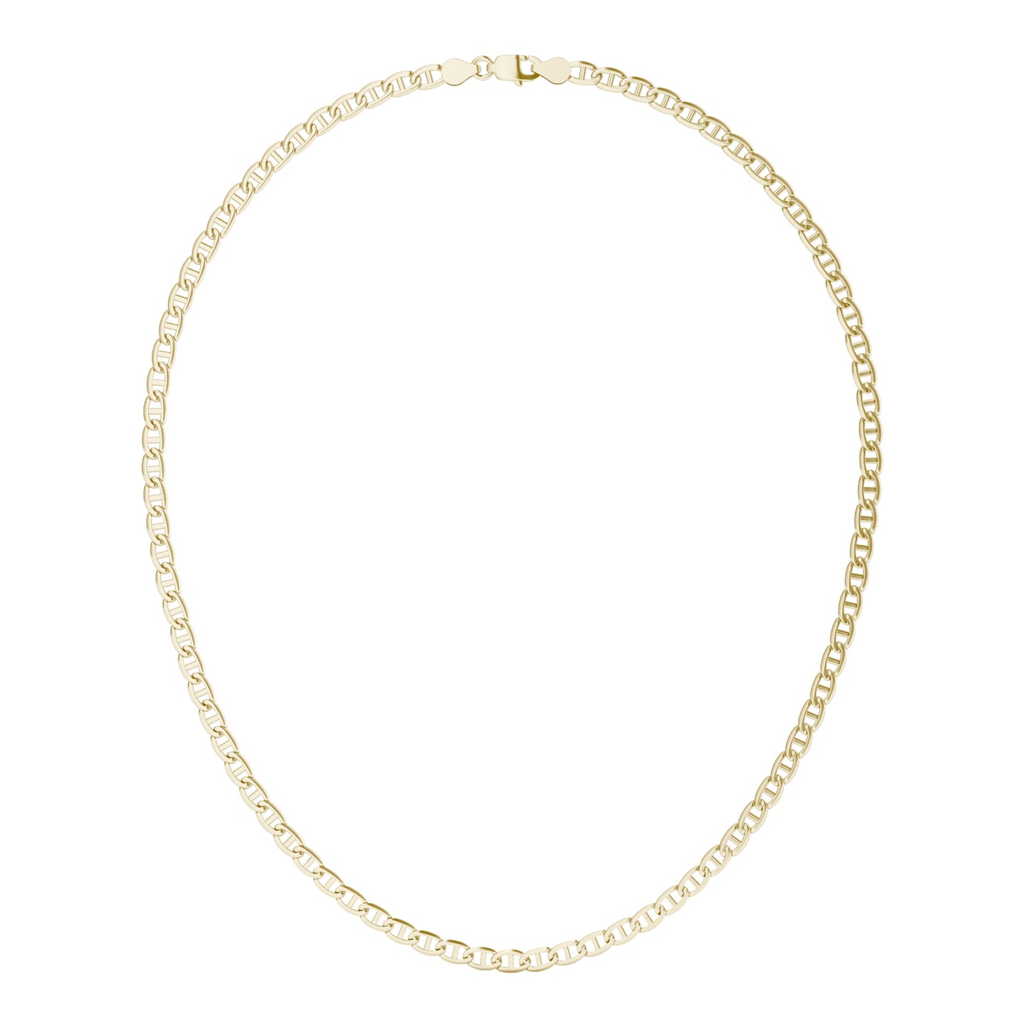 4.35mm Solid Mariner Chain 20in Necklace 14K Yellow Gold