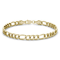 5.8mm Semi-Solid Figaro Link Chain 8.5in Bracelet 14K Yellow Gold