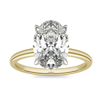 3 CTW Oval Caydia Lab Grown Diamond Solitaire Ring Two-Tone Yellow And White Gold