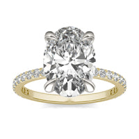 3 7/8 CTW Oval Caydia Lab Grown Diamond Classic Solitaire with Side Accents Ring Two-Tone Yellow And White Gold