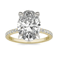 4 2/5 CTW Oval Caydia Lab Grown Diamond Classic Solitaire with Side Accents Ring Two-Tone Yellow And White Gold