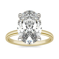 4 1/2 CTW Oval Caydia Lab Grown Diamond Ring Two-Tone Yellow And White Gold