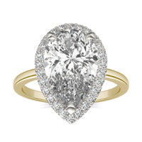 4 1/3 CTW Pear Caydia Lab Grown Diamond Halo Ring Two-Tone Yellow And White Gold