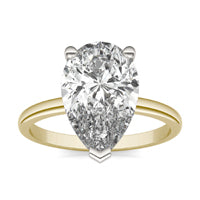 4 CTW Pear Caydia Lab Grown Diamond Classic Solitaire Ring Two-Tone Yellow And White Gold