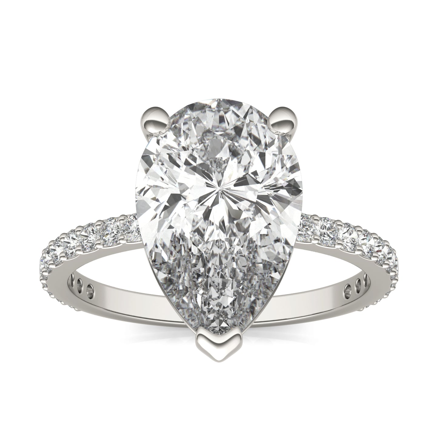 4 2/5 CTW Pear Caydia Lab Grown Diamond Classic Solitaire with Side Accents Ring 14K White Gold