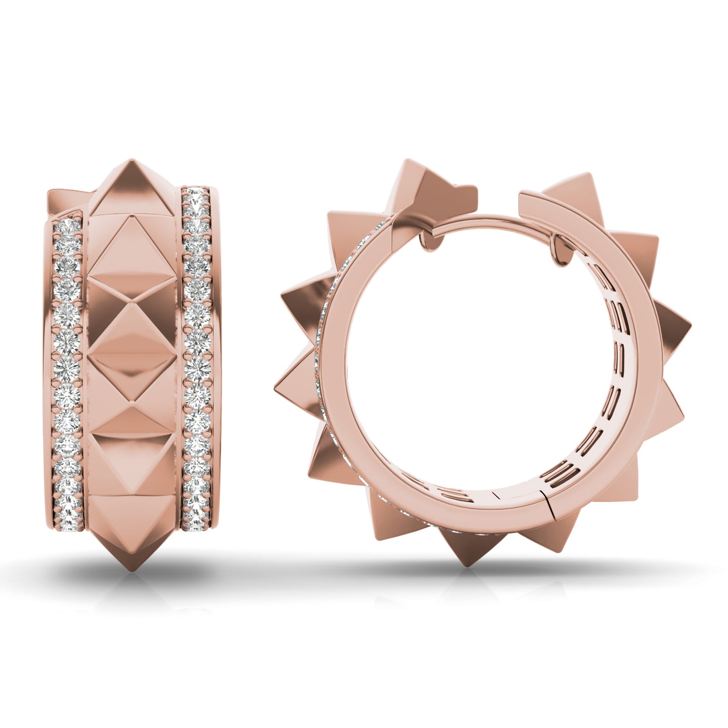 18K Rose Gold Geometric Hoop Earrings