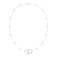 2/5 CTW Round Caydia Lab Grown Diamond Heart Station Necklace 14K White Gold