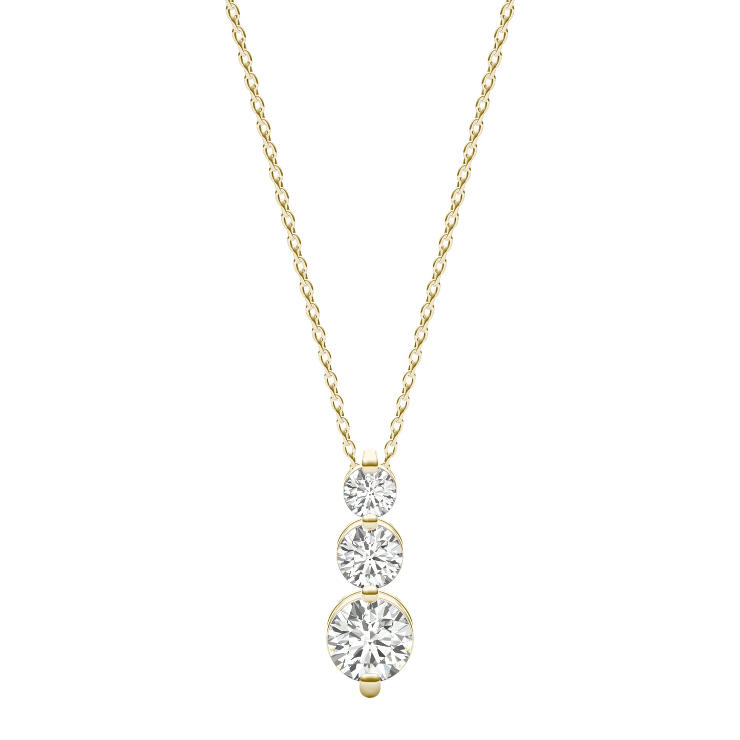 1 1/6 CTW Round Caydia Lab Grown Diamond Graduated Drop Necklace 14K Yellow Gold