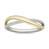 1/5 CTW Round Caydia Lab Grown Diamond Crossover Ring Two-Tone White And Yellow Gold