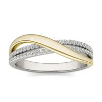 3/8 CTW Round Caydia Lab Grown Diamond Crossover Ring Two-Tone White And Yellow Gold
