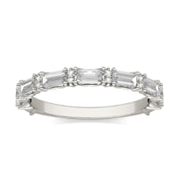 1 1/4 CTW Straight Baguette Alternating Anniversary Ring 14K White Gold