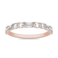 7/8 CTW Straight Baguette Alternating Anniversary Ring 14K Rose Gold