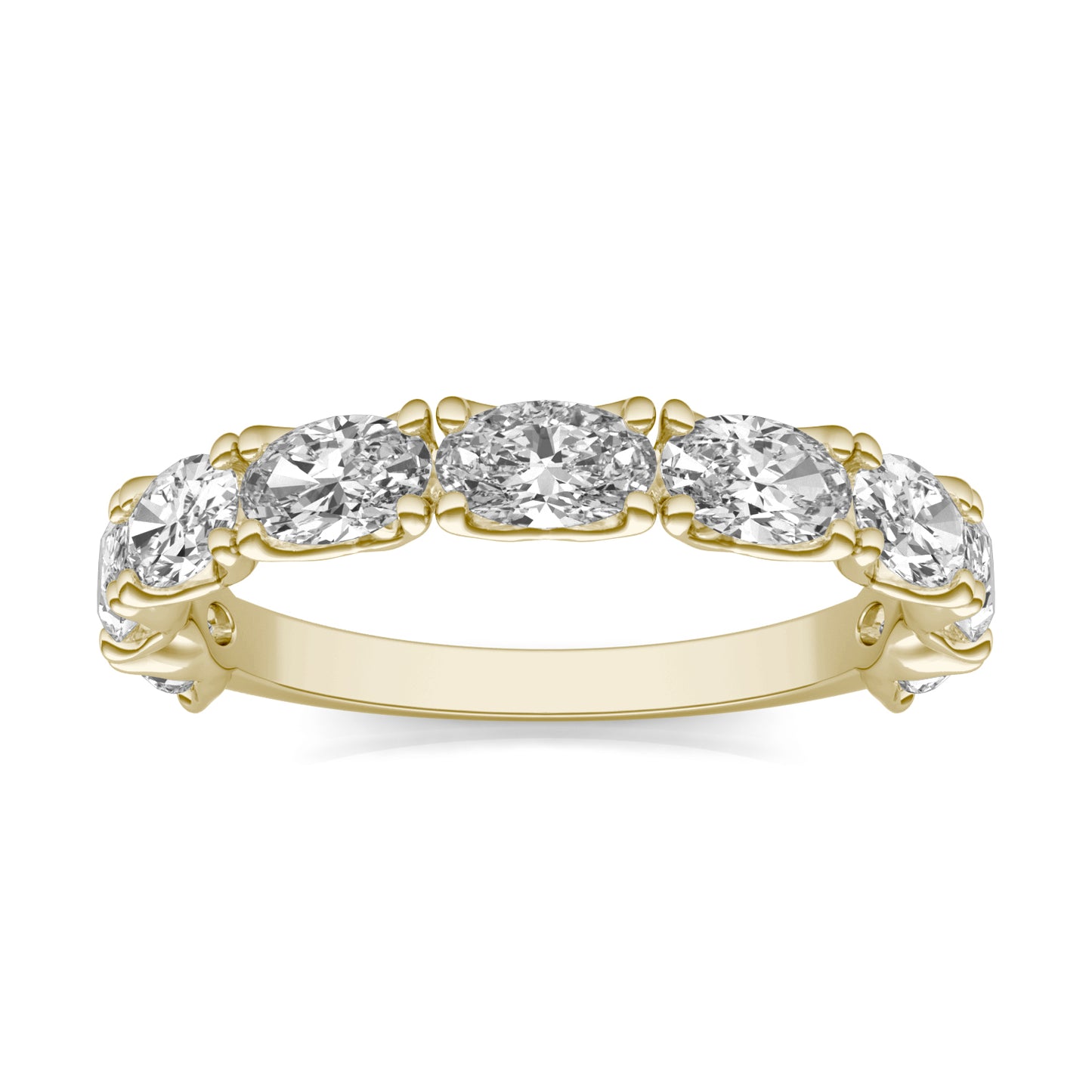 **Special Order - Forever One Moissanite Oval East-West Valletta Anniversary Band in 14K Yellow Gold, Ring Size 8.0