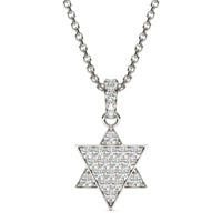2/5 CTW Round Caydia Lab Grown Diamond Star of David Pendant Necklace 14K White Gold