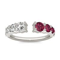 5/8 CTW Round Caydia Lab Grown Diamond Open Graduated Fashion Ring 14K White Gold featuring Created Ruby