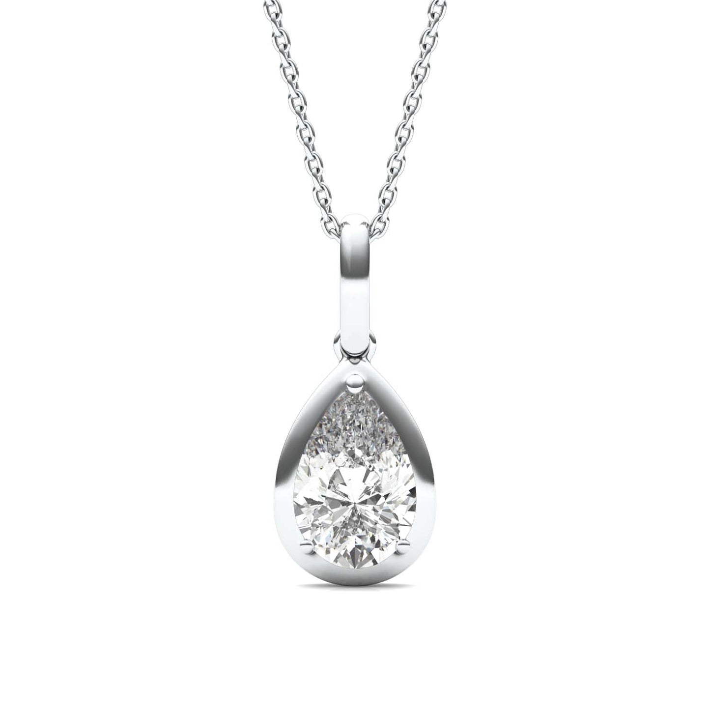 Pear Bezel Illusion Pendant Moissanite Sterling Silver