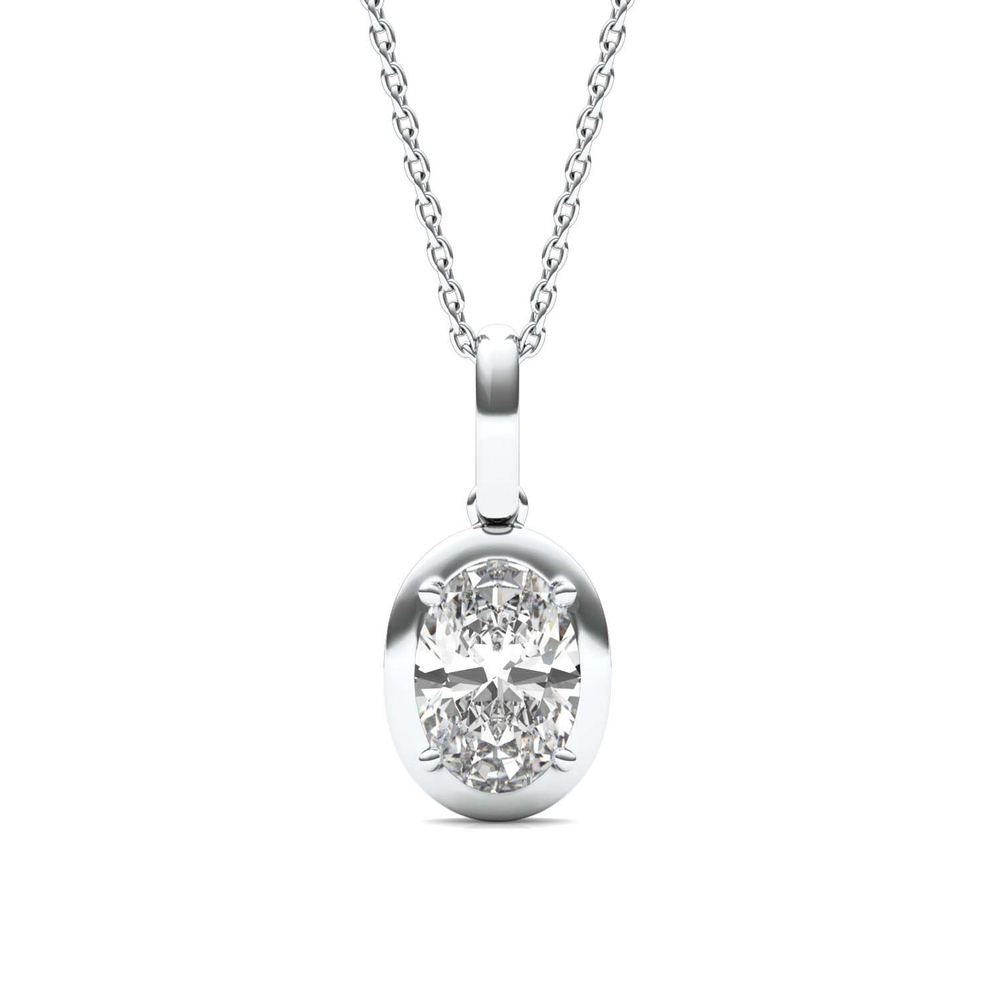 Oval Bezel Illusion Pendant in Sterling Silver