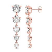 9.26 CTW DEW Round Forever One Moissanite Graduated Drop Earrings 14K Rose Gold