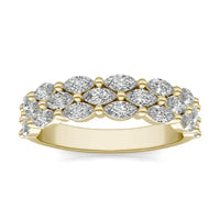 1 1/3 CTW Marquise Three Row Anniversary Ring 14K Yellow Gold