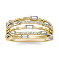 1/2 CTW Straight Baguette Caydia Lab Grown Diamond Five Row Fashion Ring 14K Yellow Gold