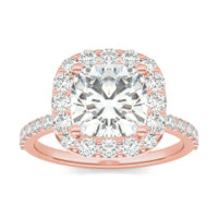 3.18 CTW DEW Cushion Forever One Moissanite Classic Halo Ring 14K Rose Gold