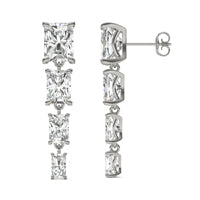 8.06 CTW DEW Radiant Forever One Moissanite Graduated Drop Earrings 14K White Gold