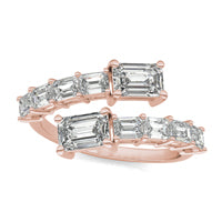 2 7/8 CTW Emerald Caydia Lab Grown Diamond Couture Bypass Fashion Ring 14K Rose Gold