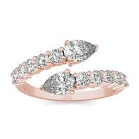 1 1/2 CTW Pear Caydia Lab Grown Diamond Couture Bypass Fashion Ring 14K Rose Gold