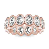3 1/2 CTW Oval Caydia Lab Grown Diamond Couture Bezel Set Eternity Ring 14K Rose Gold