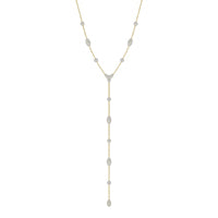 17 1/2 CTW Round Caydia Lab Grown Diamond Couture Pave Lariat Necklace 18K Yellow Gold