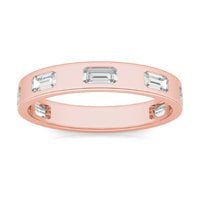 0.70 CTW DEW Emerald Forever One Moissanite Bezel Set Seven Stone Ring 14K Rose Gold