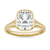 2.30 CTW DEW Elongated Cushion Forever One Moissanite Bezel Set Solitaire Ring 14K Yellow Gold