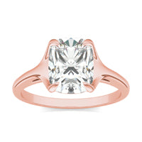 2.30 CTW DEW Elongated Cushion Forever One Moissanite Cathedral Solitaire Ring 14K Rose Gold