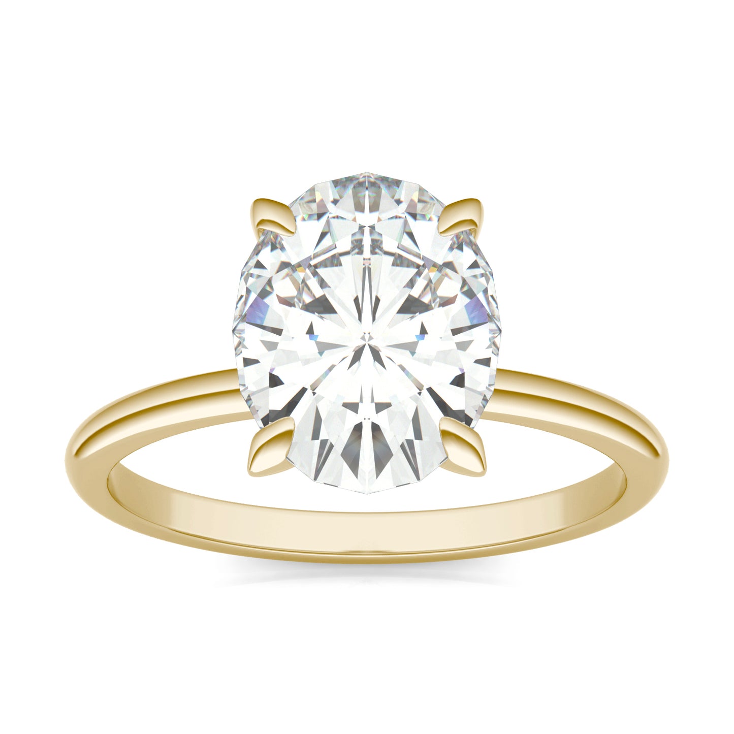 3.00 CTW DEW Oval Forever One Moissanite Classic Solitaire Ring 14K Yellow Gold, Ring Size 5.5