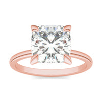 2.80 CTW DEW Cushion Forever One Moissanite Classic Solitaire Ring 14K Rose Gold
