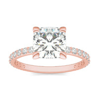 2 2/5 CTW Cushion Caydia Lab Grown Diamond Classic Solitaire with Side Accents Ring 14K Rose Gold