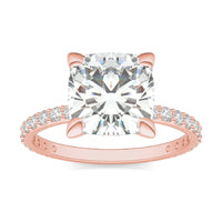 3 2/5 CTW Cushion Caydia Lab Grown Diamond Classic Solitaire with Side Accents Ring 14K Rose Gold
