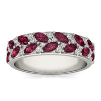 1/5 CTW Round Caydia Lab Grown Diamond Alternating Anniversary Ring 14K White Gold featuring Created Ruby