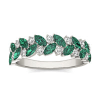 1/4 CTW Round Caydia Lab Grown Diamond Alternating Ring 14K White Gold featuring Created Emerald