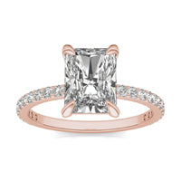 2 2/5 CTW Radiant Caydia Lab Grown Diamond Classic Solitaire with Side Accents Ring 14K Rose Gold