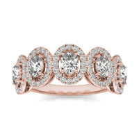 1 1/2 CTW Oval Caydia Lab Grown Diamond Couture Five Stone Halo Ring 14K Rose Gold