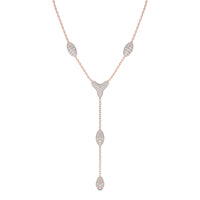 8 1/6 CTW Round Caydia Lab Grown Diamond Couture Pave Lariat Necklace 14K Rose Gold