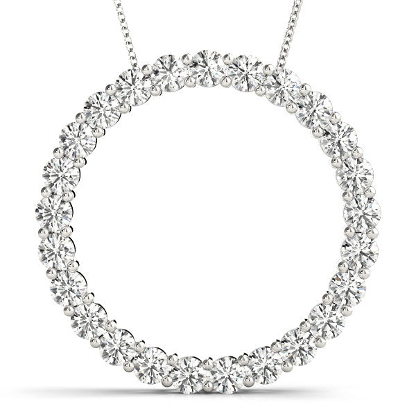 **Special Order - 2 1/4 CTW Round Caydia Lab Grown Diamond Shared Prong Circle Necklace in 14K White Gold