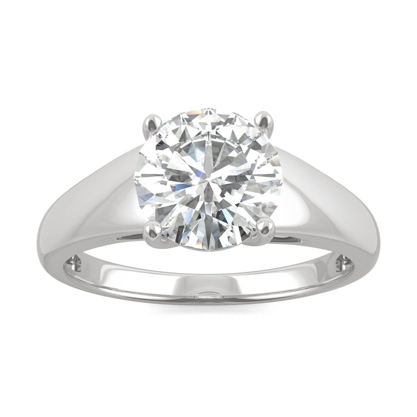 14K White Gold 2.42CT LGD-G Round Brilliant Solitaire Ring Size 6.0