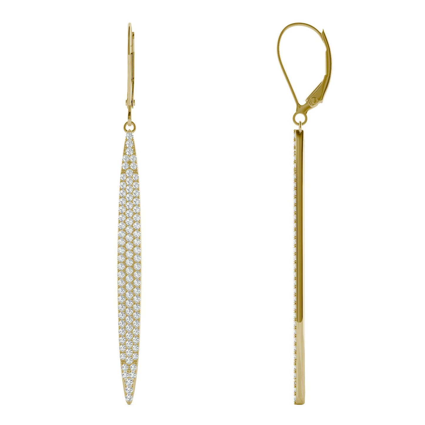 14K Yellow Gold Forever One Moissanite Pave Drop Earrings
